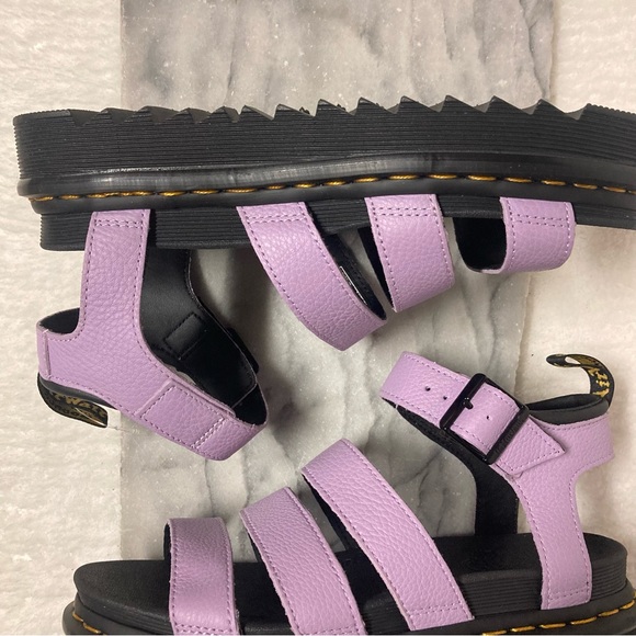 SOLD. Dr.Martens Blaire Pisa Leather Strap Sandal Chunky Sole Purple Lilac - Picture 10 of 14